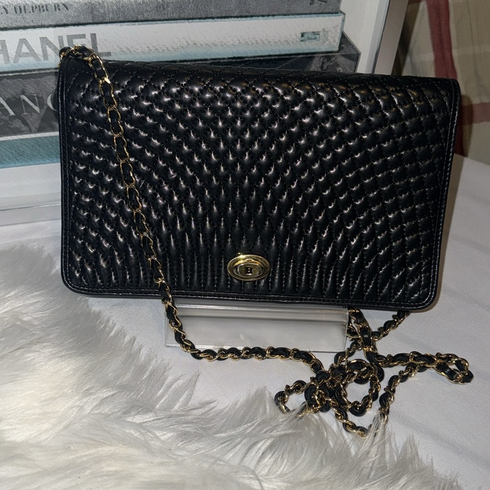 BALLY Chain Shoulder Bag Leather Black Authentic used condition- Rehab - Picture 2 of 14
